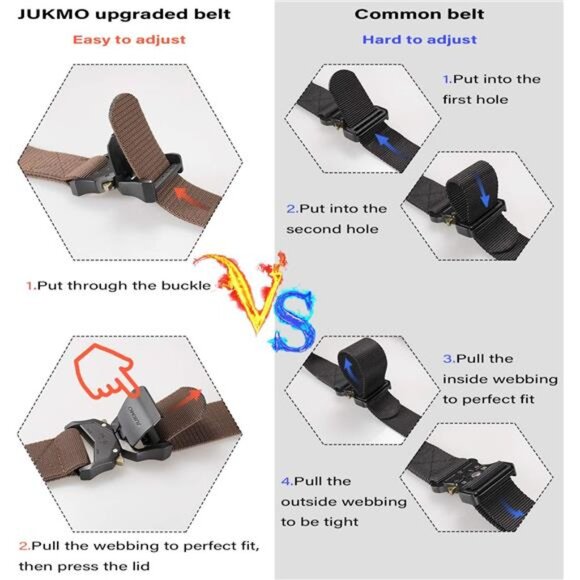 Tactical Belt, Military Hiking Rigger 1.5" Nylon Web Work Belt with Heavy Duty - Picture 3 of 7